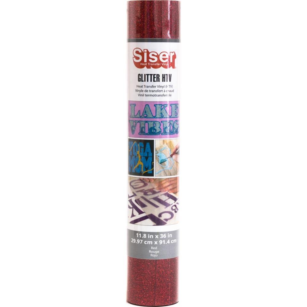 SISER NORTH AMERICA Premium Red Glitter Heat Transfer Vinyl (HTV) for T-Shirts, DIY Crafts & Apparel Decoration - High-Quality Iron-On Vinyl for Custom Designs