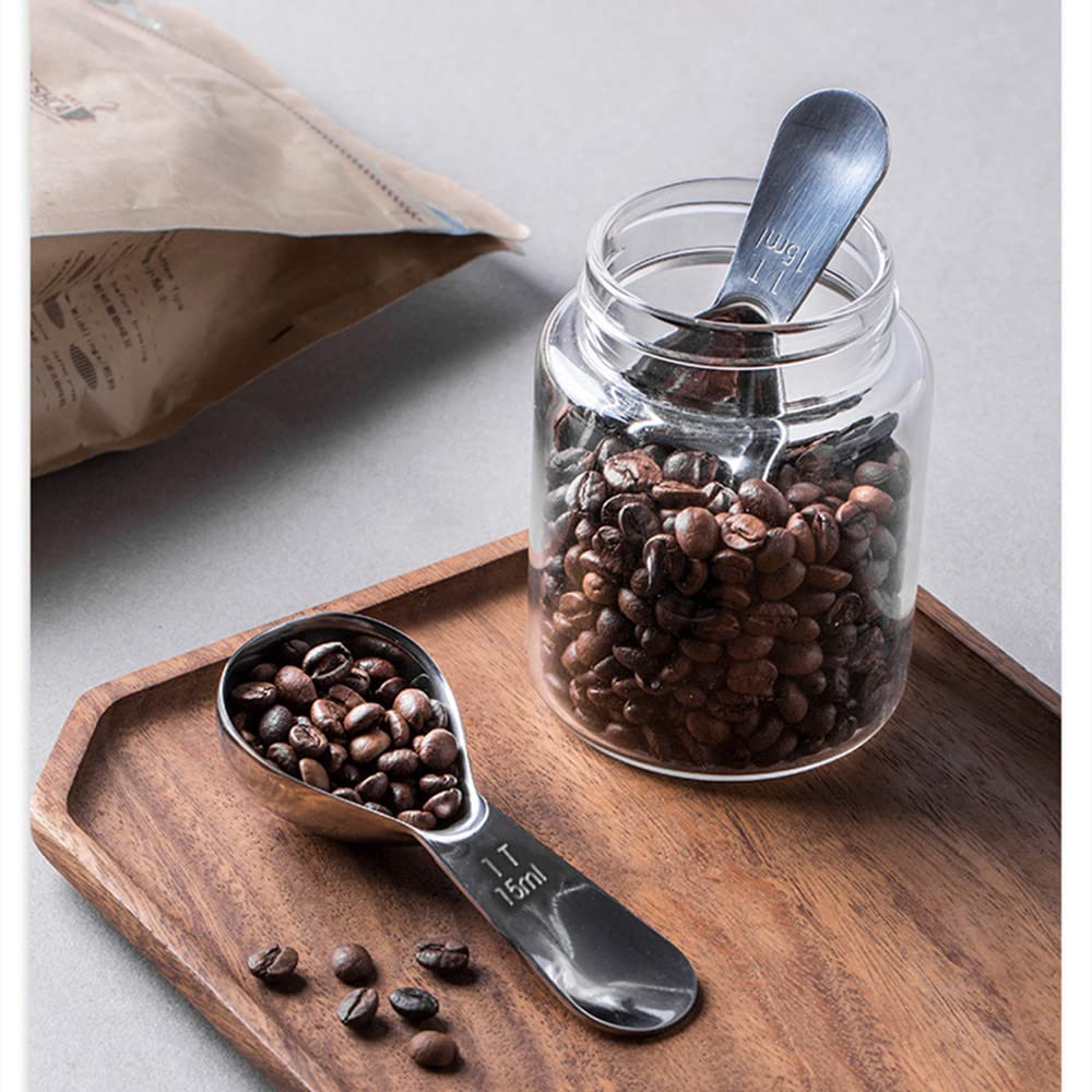 4pc Stainless Steel Coffee Scoops - Short Handle Measuring Spoons for Coffee, Tea, Sugar | Perfect for Home & Cafe Use