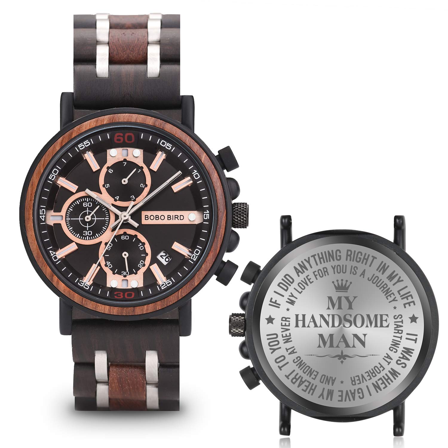 Custom Engraved Wooden Watches for Men - Personalized Gift for Husband, Boyfriend, Fiancé - Anniversary & Birthday Present - Perfect for Casual Wear, Office & Special Occasions