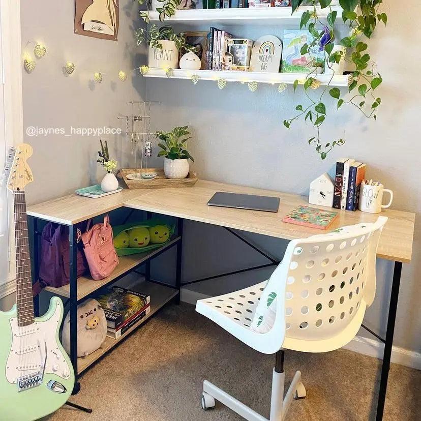 Bestier Small L-Shaped Desk with Reversible Shelves - Compact Home Office Desk for Small Spaces | Perfect for Gaming, Study & Remote Work