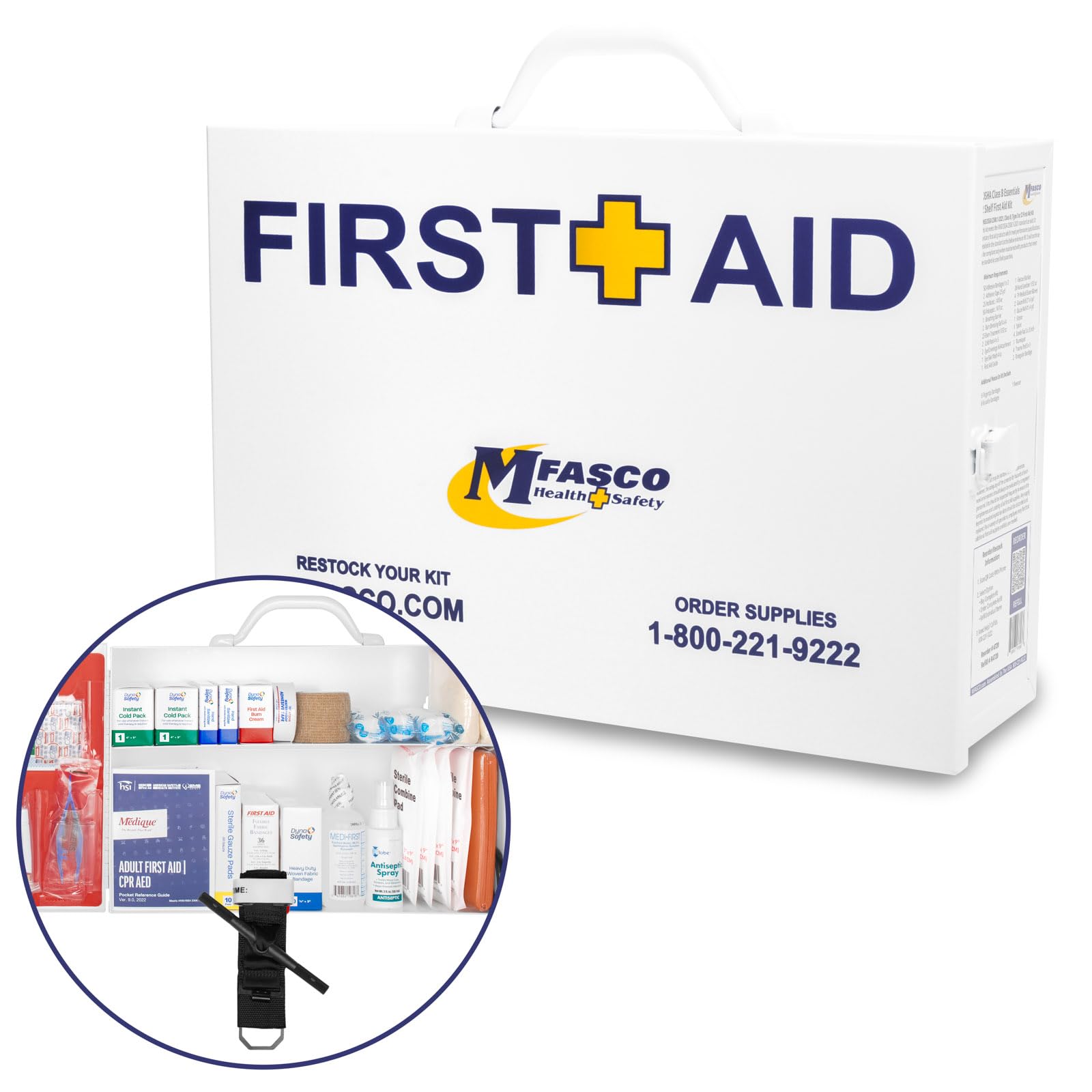 OSHA 2021 Class B Essentials First Aid Kit - 171 Pieces with 2 Shelf Metal Case | Workplace Safety, Emergency Preparedness & Home Use