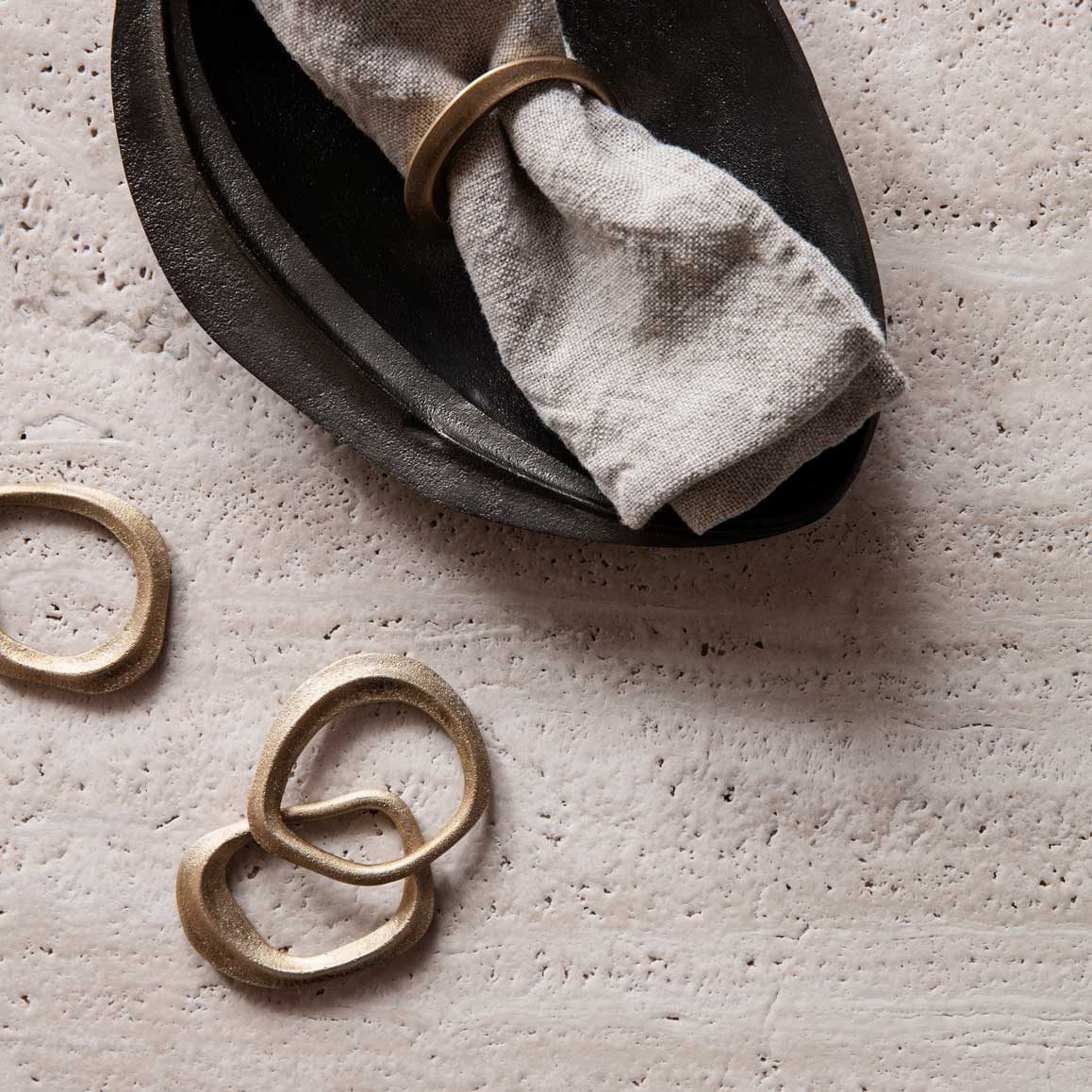 FERM LIVING Flow Napkin Rings Set of 4 - Premium Brass Tableware Decor for Dining, Wedding & Home Decor