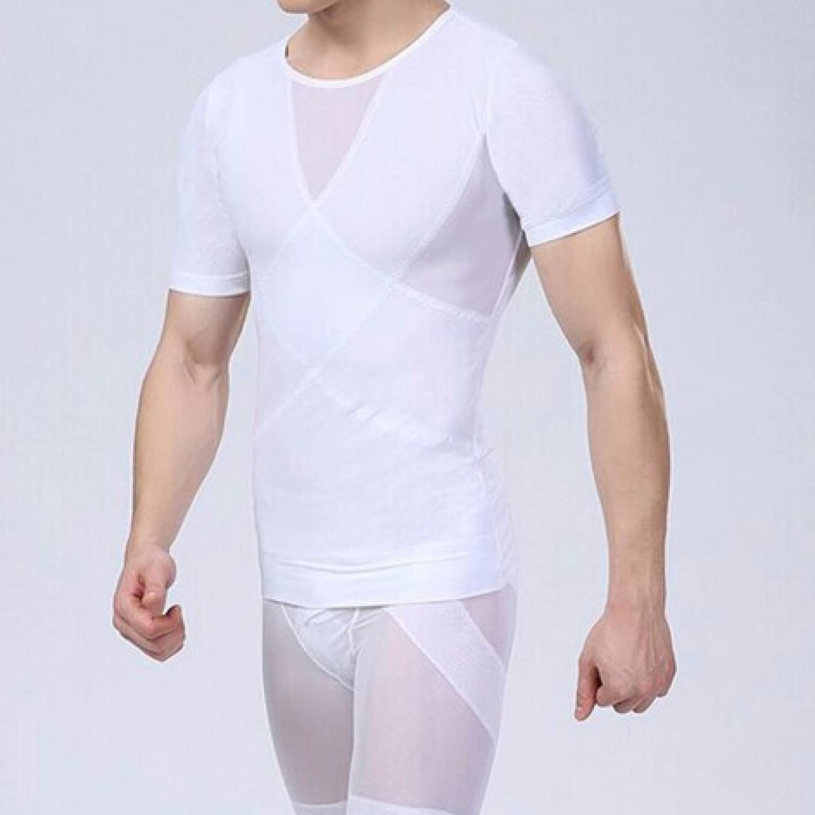 EBRICON Men's Slimming Body Shaper Shirt - Short Sleeve Shapewear Underwear for Tummy Control & Posture Support - Perfect for Workouts, Office Wear & Everyday Comfort