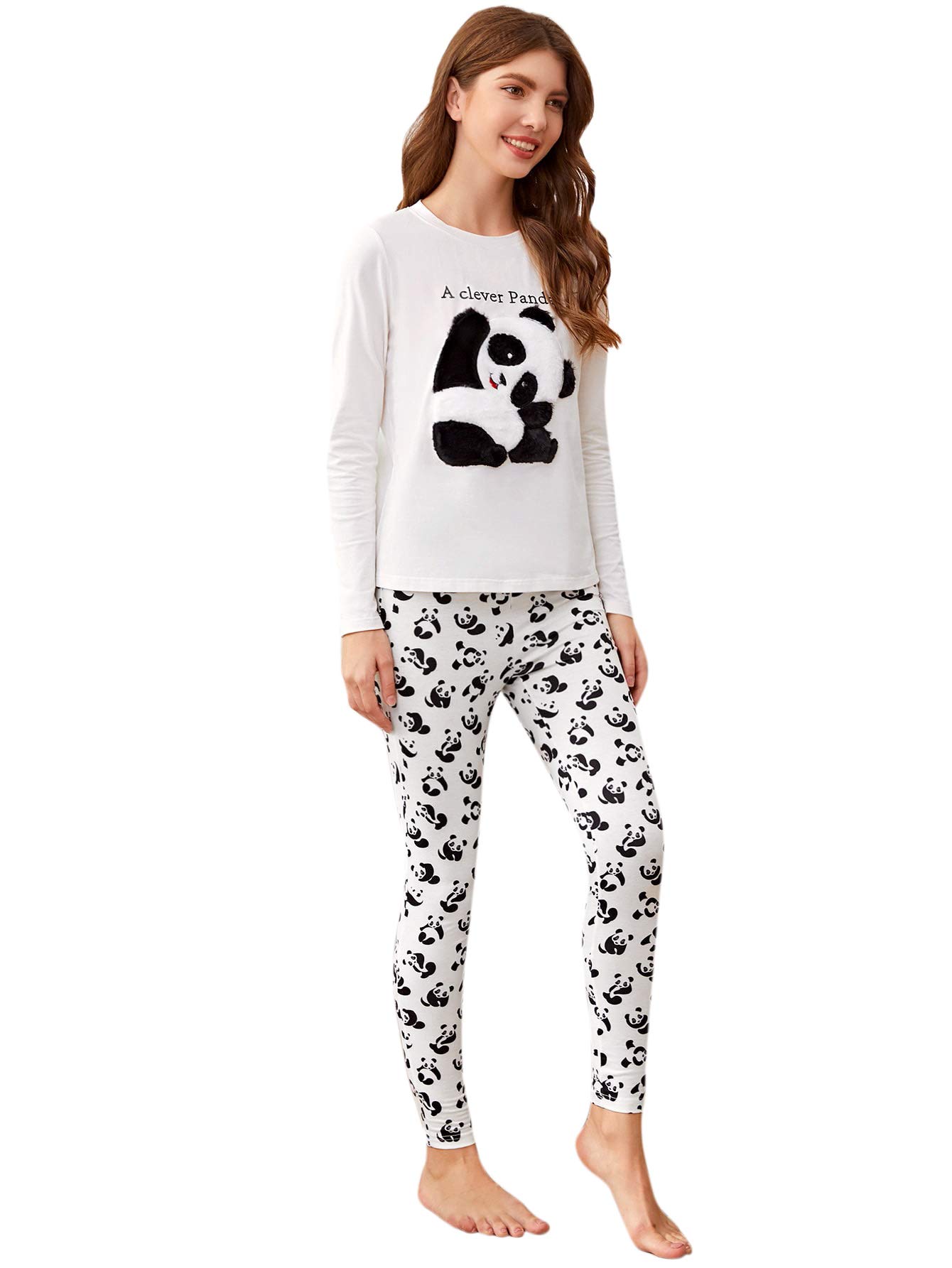 Floerns Women's 2-Piece Long Sleeve Pajama Set - Soft Lounge Pants & Cute Print Nightwear for Sleepwear, Loungewear & Cozy Home Outfits
