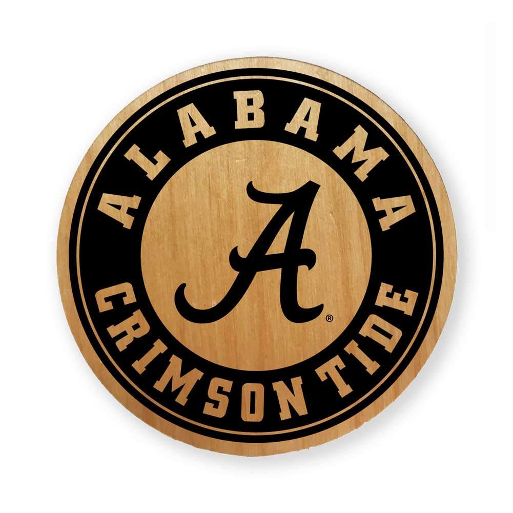 NCAA Alderwood Round Coasters Set of 4 - Premium Wooden Drink Coasters for Beer, Wine & Coffee - Perfect for Game Day, Home Bar & Office Decor