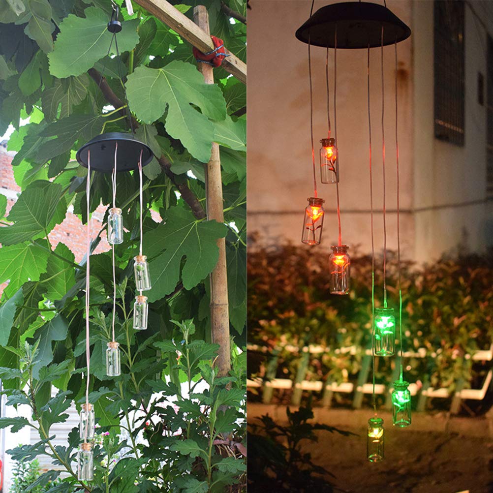 Solar Powered Wind Chime Lights - Outdoor Hanging Solar Lamp with Wind Chimes for Garden, Patio, Yard Decor - Weatherproof Landscape Lighting for Nighttime Ambience