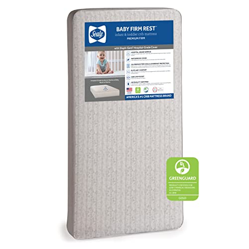 Sealy Baby Firm Rest Waterproof Standard Toddler & Baby Crib Mattress - 204 Premium Coils, Hypoallergenic, 51.7