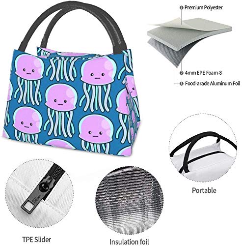Reusable Insulated Lunch Bag with Jellyfish Design - Leakproof Cooler Tote for Work, School, Outdoor Picnic & Beach Trips - BPA-Free Food Storage Organizer