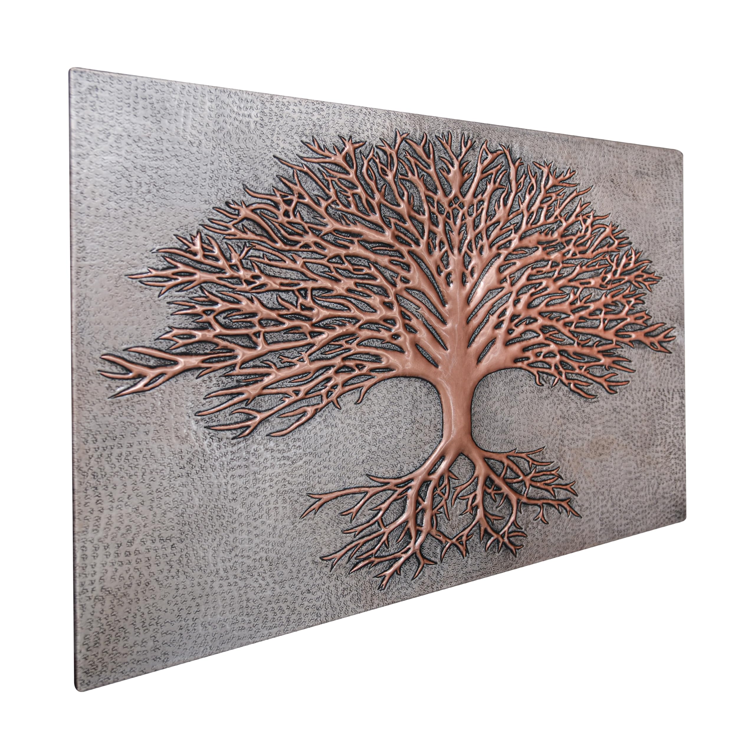 Handmade Customizable Copper Backsplash Panel - Tree of Life with Roots Design for Kitchen Wall Decor | Indoor & Outdoor Use | Gray & Copper Finish | Perfect for Modern Kitchens, Bathrooms, and Outdoor Living Spaces