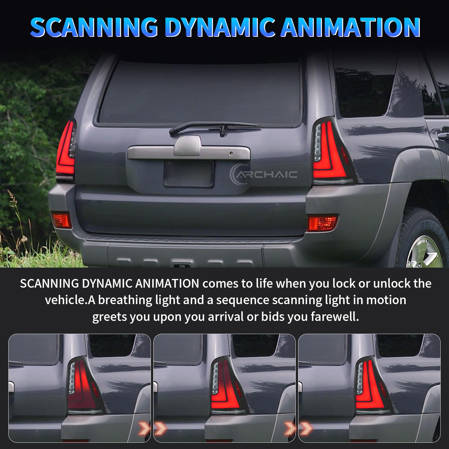 Toyota 4Runner 4th Gen 2003-2009 LED Tail Lights Assembly - Sequential Turn Signal & Start Up Animation - Rear Tail Lamp Replacement for Enhanced Safety & Style - Perfect for Off-Roading & Night Driving