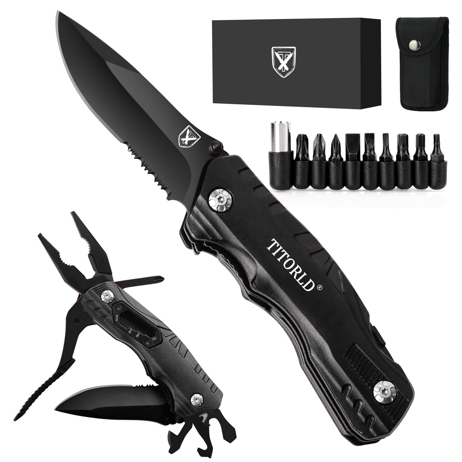 Best Pocket Knife Multitool for Men - Cool Folding Knife Gift for Dad, Husband & Outdoor Enthusiasts | Perfect for Camping, Hiking, Fishing & Survival Gear