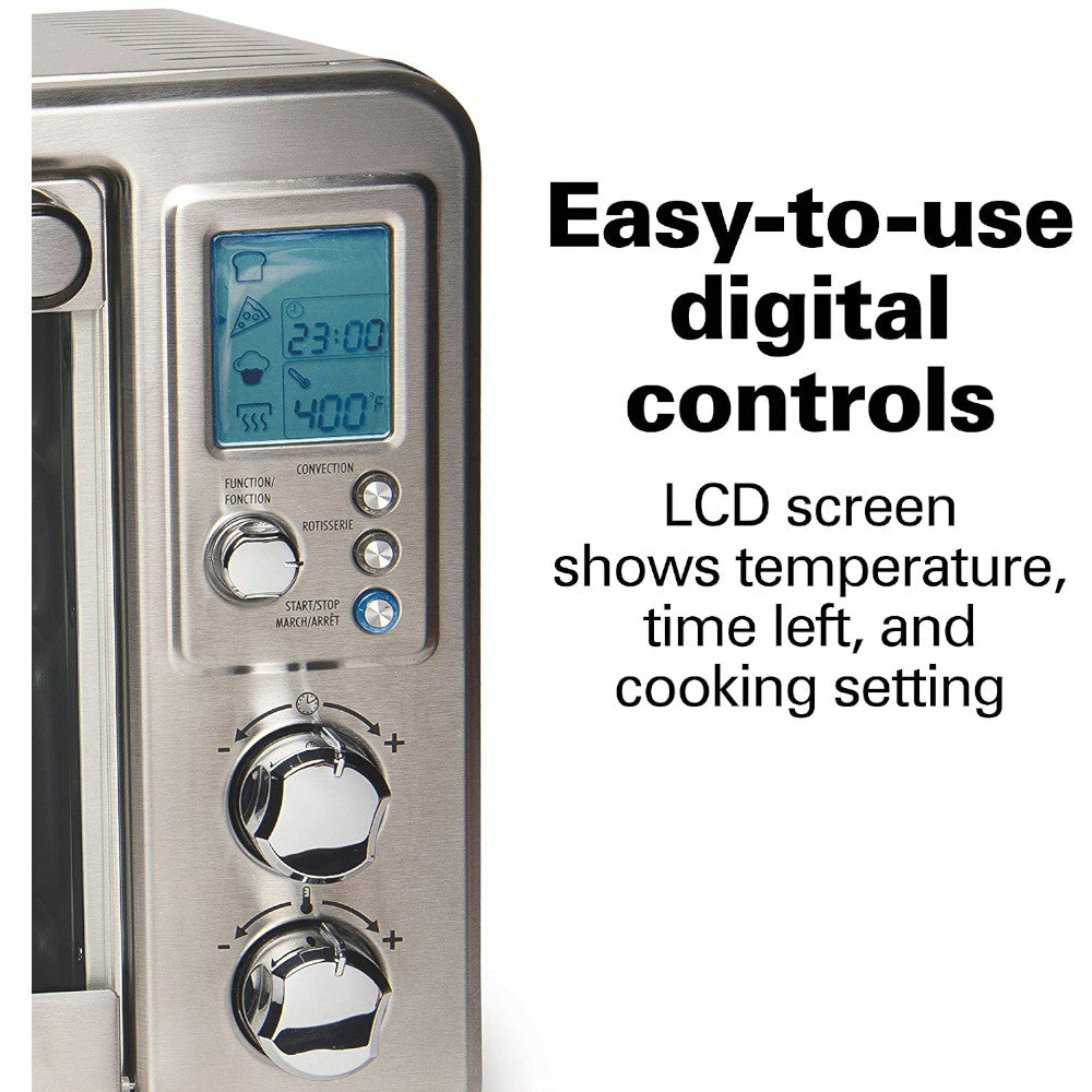 Refurbished Hamilton Beach 31190C Stainless Steel Digital Convection Toaster Oven with Full Warranty | Countertop Baking, Broiling & Toasting for Kitchen