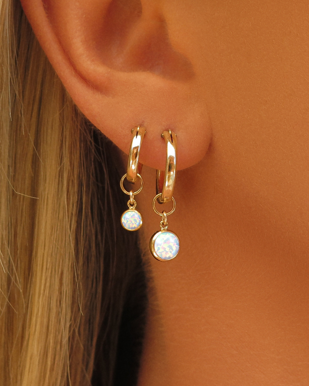 14k Yellow Gold Filled Opal Thick Hoop Earrings for Women - Elegant Statement Jewelry for Parties, Weddings & Everyday Wear