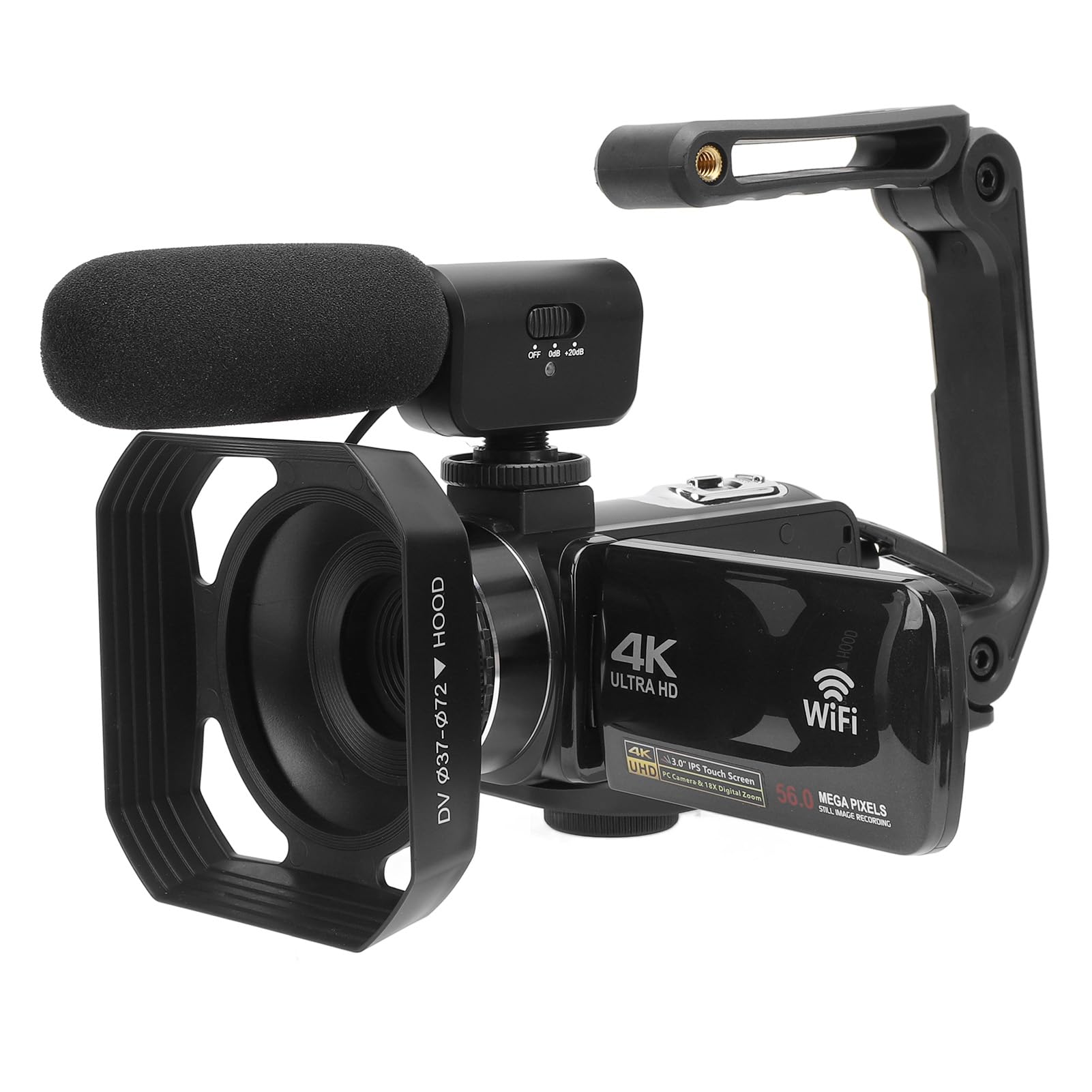 Garsent 4K WiFi Vlogging Camera with 56MP, IR Night Vision & 18X Zoom - YouTube Camera with Touch Screen, Microphone, Lens Hood & Remote - Perfect for Travel Vlogs, Live Streaming & Home Videos