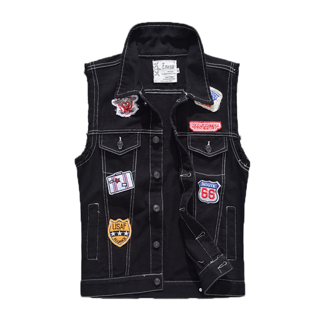 Men's Sleeveless Denim Jacket Vest - Lightweight Stretch Comfort Fit Casual Wear for Summer Outdoor Activities & Music Festivals