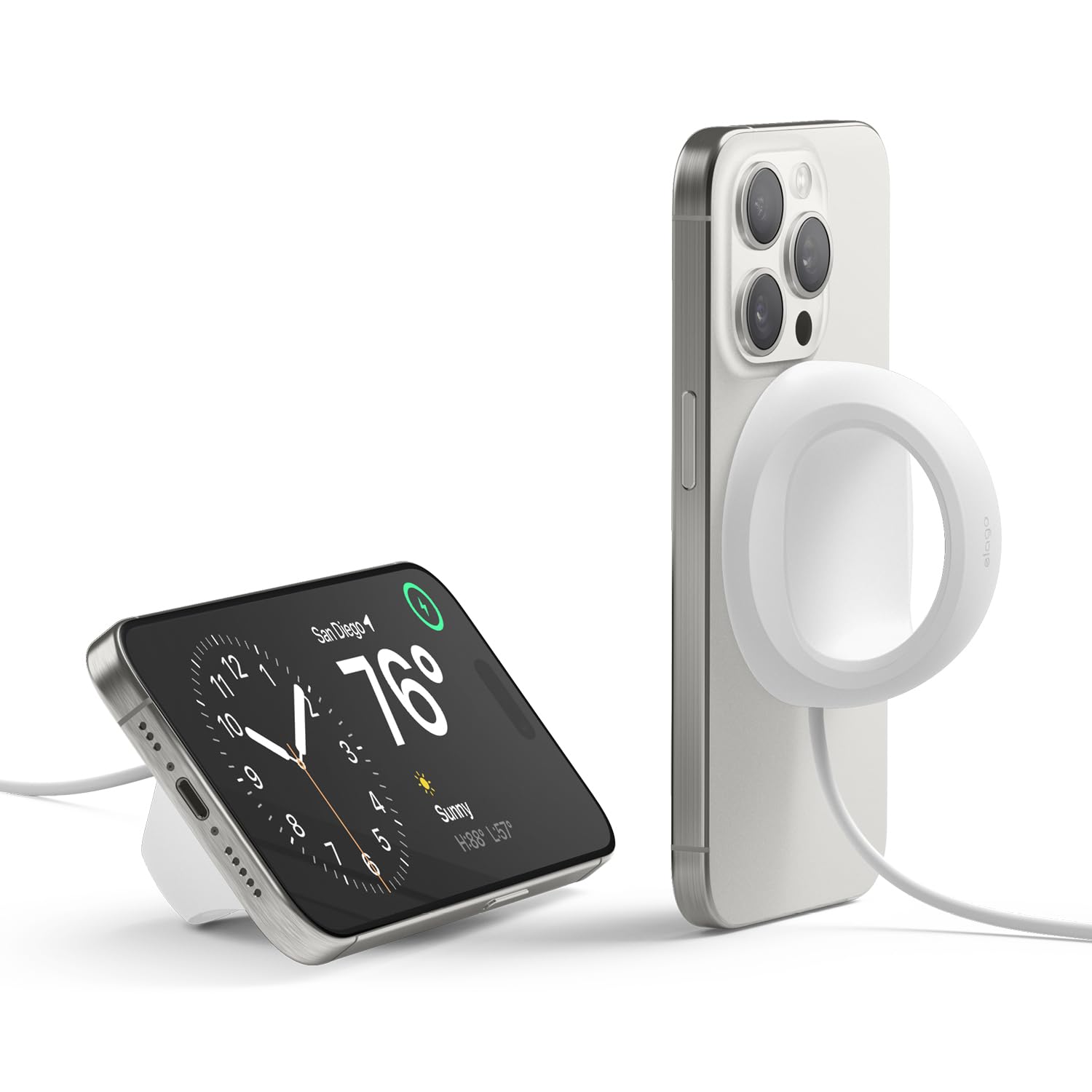 elago Grip Stand for MagSafe Charger - iPhone 16/15/14/13/12 Series Phone Holder with Nightstand Mode | White | Perfect for Bedside, Office & Car Use [Charger Not Included]
