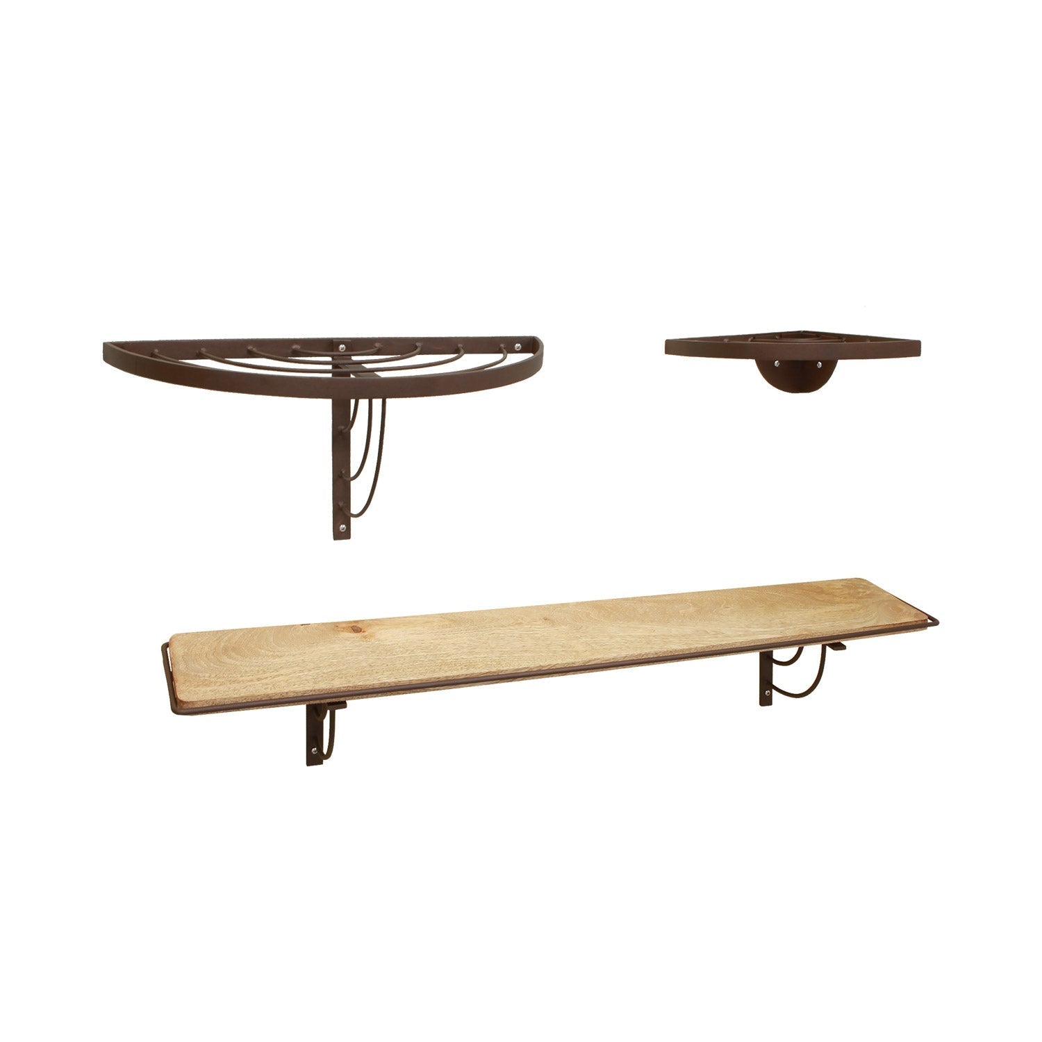Vita Half Round Wall Shelf - Rustic Floating Shelf for Bathroom, Kitchen & Living Room Decor - Perfect for Displaying Plants, Books & Home Accessories