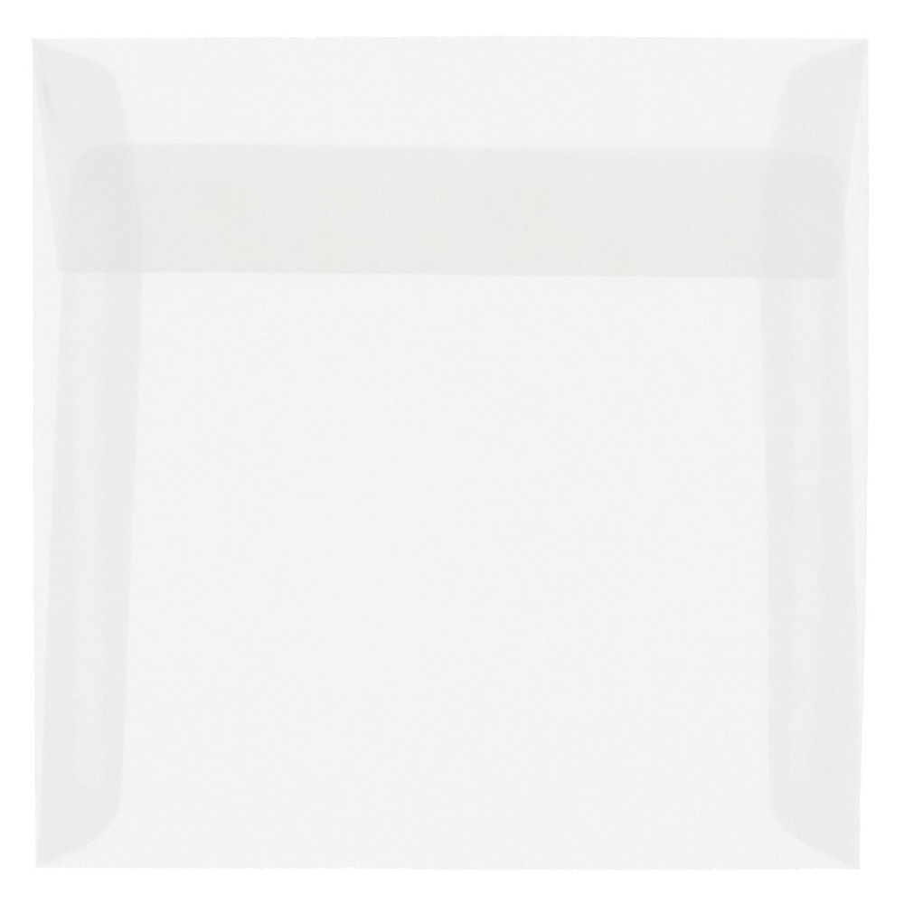 JAM PAPER 8x8 Inch Square Clear Vellum Envelopes for Invitations, Greeting Cards, and Wedding Stationery - 25 Pack Translucent Mailing Sleeves - Perfect for DIY Crafts, Party Favors, and Special Occasions
