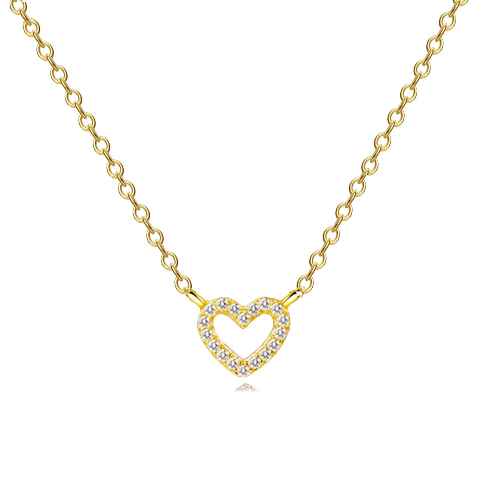HUASAI Tiny Heart Pendant Necklace for Women - Dainty Love Heart Jewelry Gift for Her | Perfect for Valentine's Day, Anniversary & Romantic Occasions
