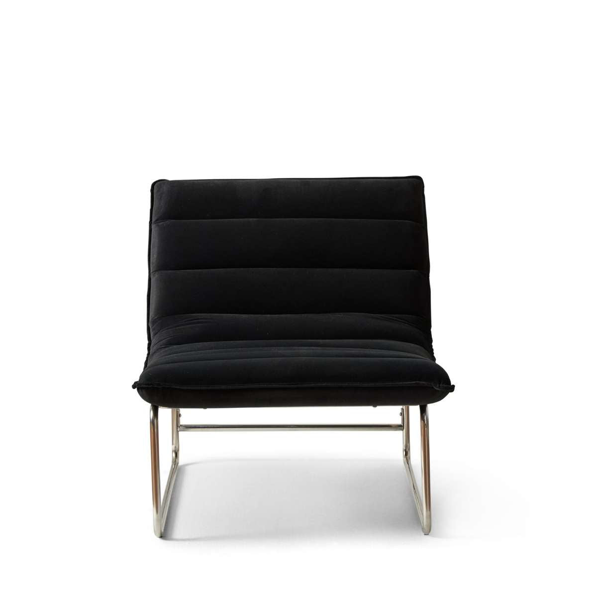 Frank Ribbed Occasional Chair - Modern Upholstered Accent Chair for Living Room, Bedroom or Office - Black Velvet Fabric with Sturdy Metal Legs - Perfect for Reading Nook, Lounge Area or Guest Seating