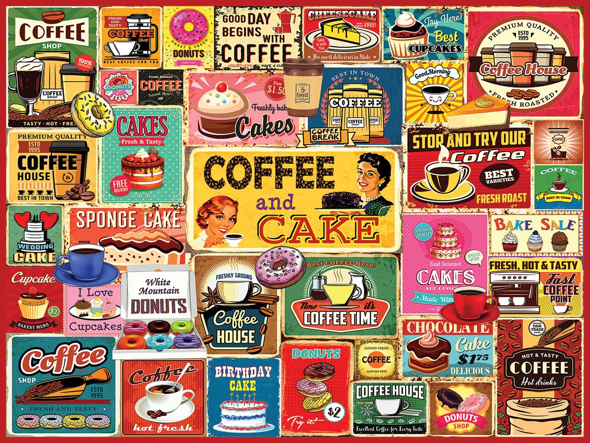 White Mountain - Coffee & Cake 500 Piece Jigsaw Puzzle | Sweets & Muffins Puzzle for Adults & Families | Perfect for Relaxation & Family Game Night