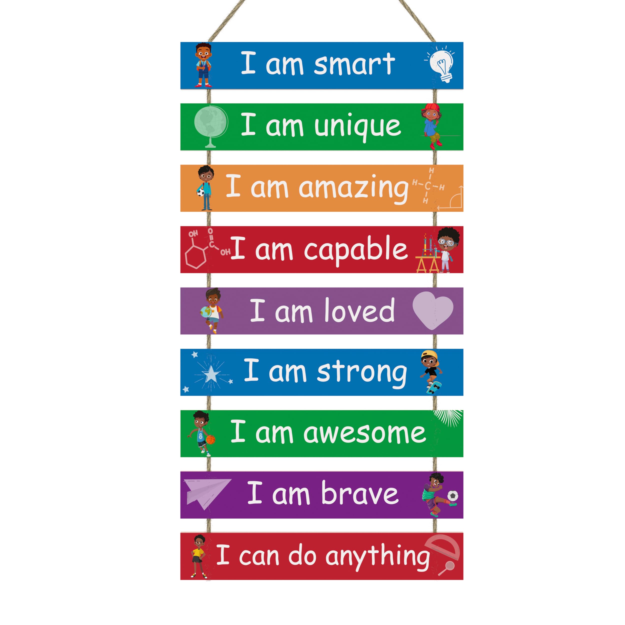 Boys Room Wall Decor Set of 9 - Motivational Wall Art Plaques for Kids Bedroom, Playroom & Bathroom - Inspirational Nursery Decor for Boys Growth & Learning