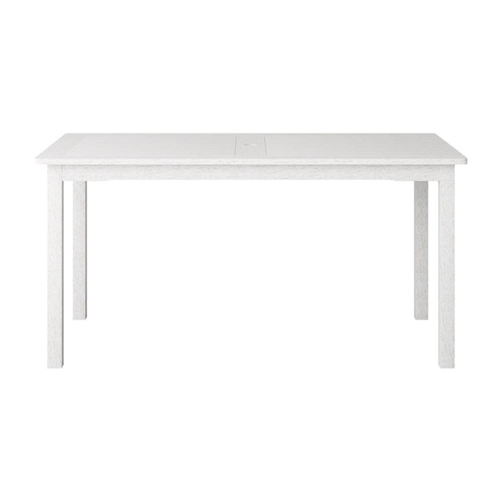 Miramar Contemporary White Washed Wood Rectangular Outdoor Dining Table - Patio, Garden, Backyard Furniture for Entertaining & Al Fresco Dining