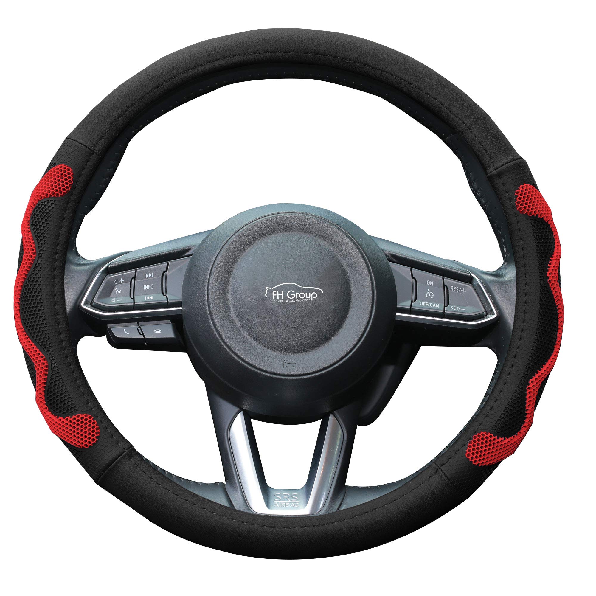 TLH Universal Leather Car Steering Wheel Cover with Silicone Anti-Slip Grip - Red Color for Comfort & Style | Perfect for Daily Commute, Road Trips & Enhanced Driving Experience