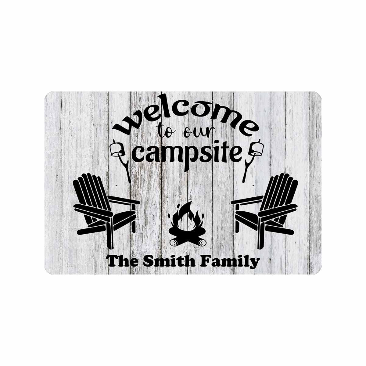 Custom Personalized Camper Doormat - Indoor/Outdoor Welcome Mat with 'Welcome to Our Campsite' Design - 24