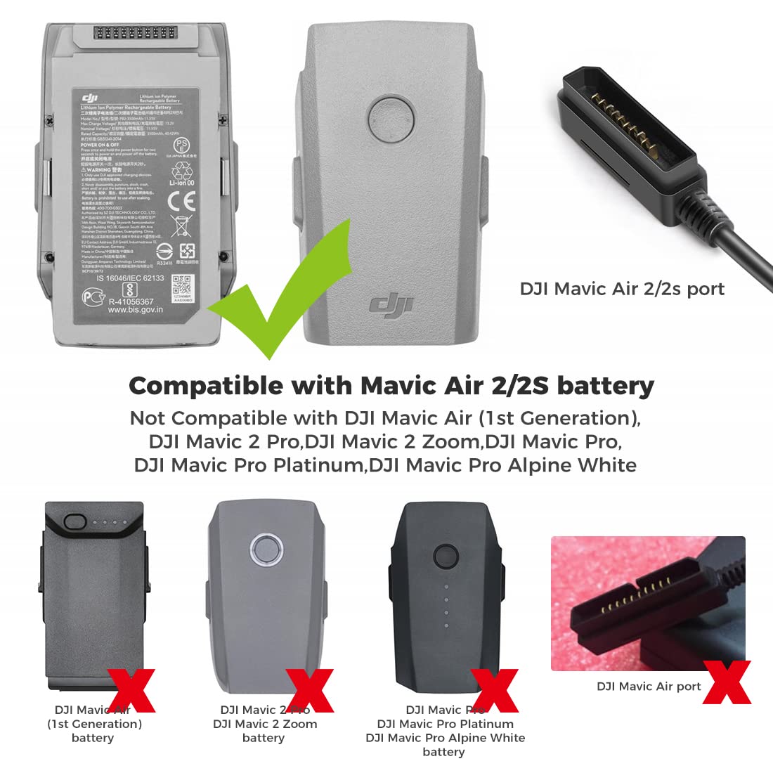 DJI Mavic Air 2 & Air 2S Drone Charger - 13.2V 2.82A AC Power Adapter with US Plug | Fast Charging for DJI Mavic Air 2/2S Quadcopter | Perfect for Travel, Outdoor Adventures & Aerial Photography