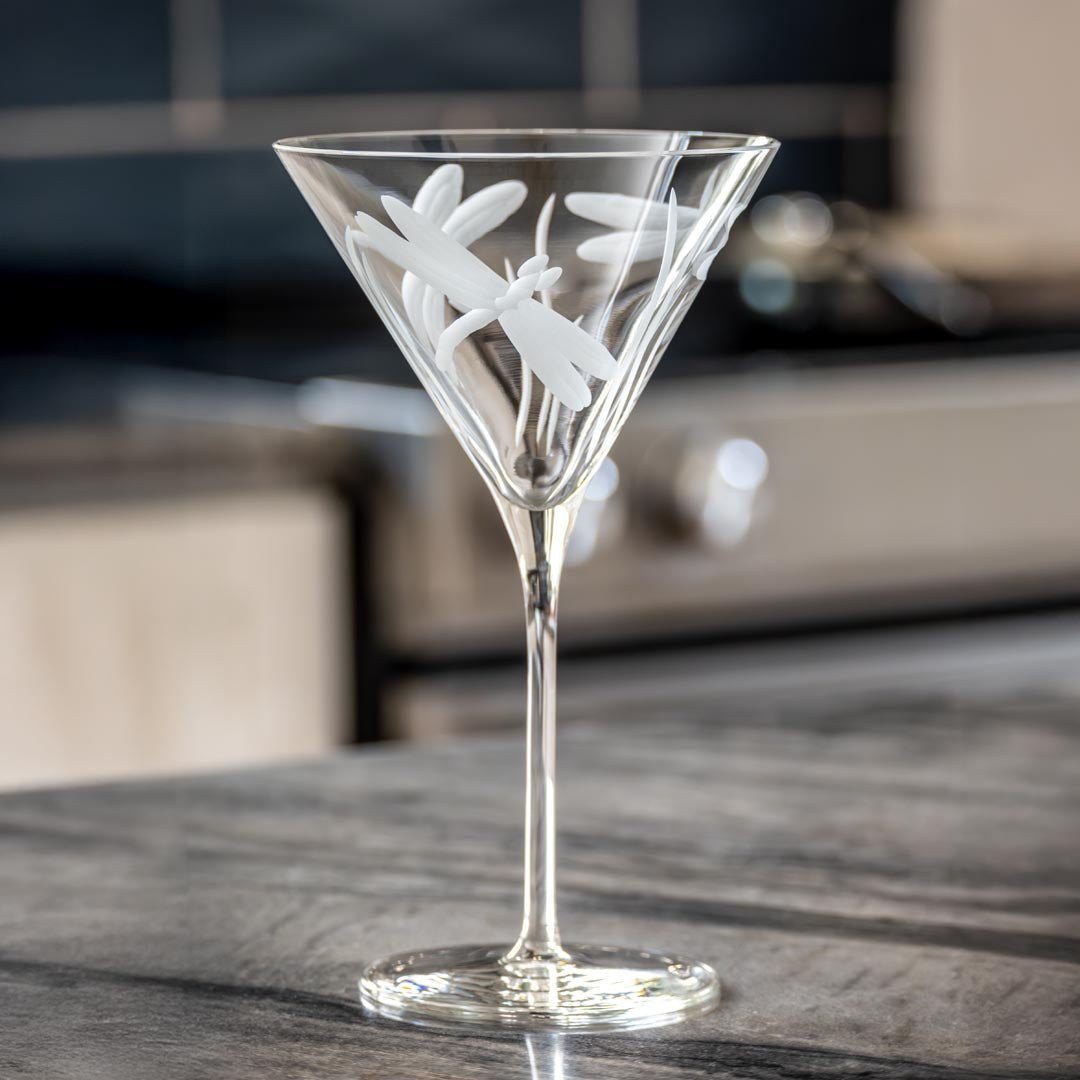 Premium Dragonfly 10oz Martini Cocktail Glasses Set of 4 - Elegant Barware for Cocktail Parties, Home Entertaining & Gift Giving