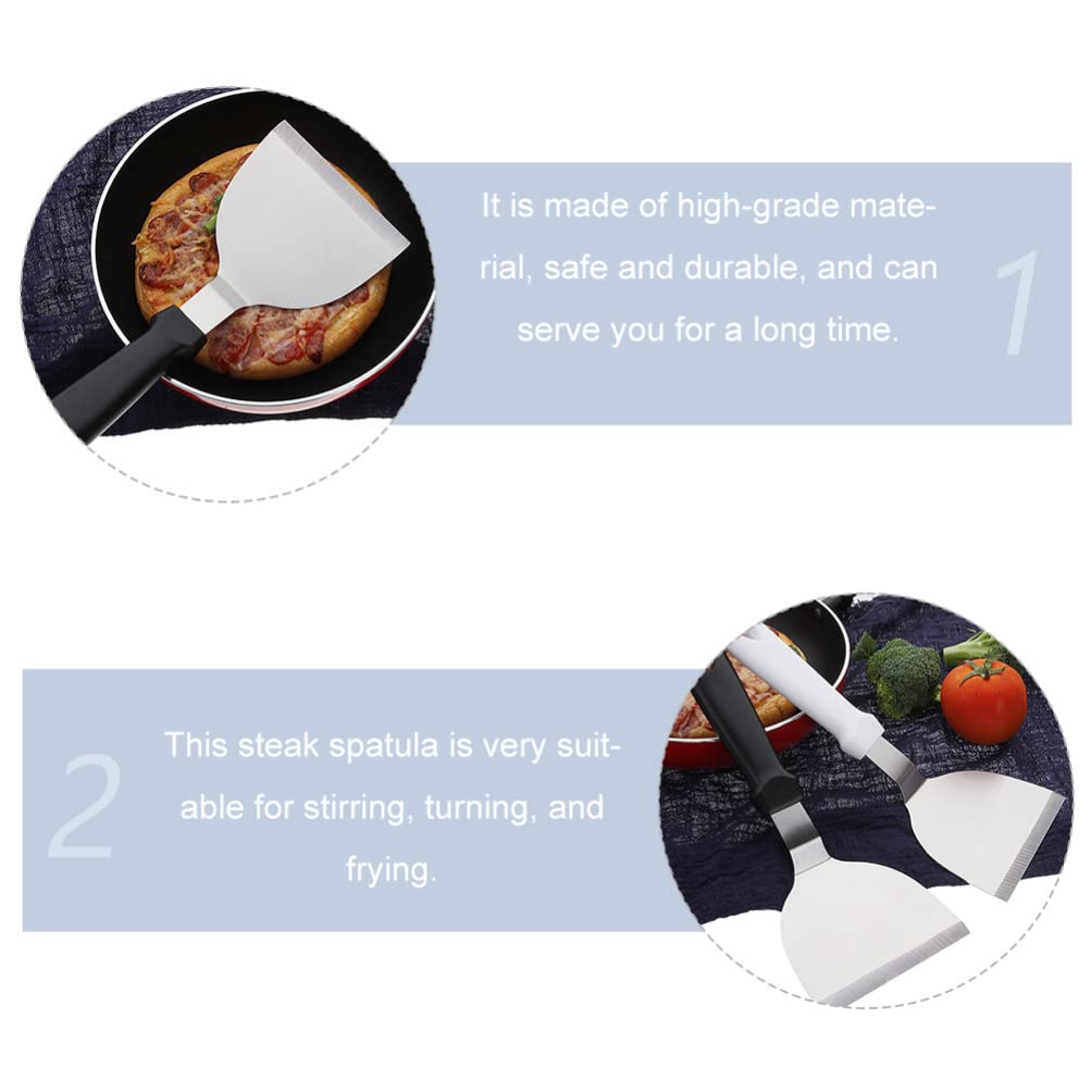 UPKOCH 2-Piece Stainless Steel Spatula Set - Metal Dough Scraper & Griddle Spatula with Ergonomic Plastic Handle for Pancakes, Pizza, Baking & Cooking - Perfect Kitchen Tools for Home Chefs & Bakers