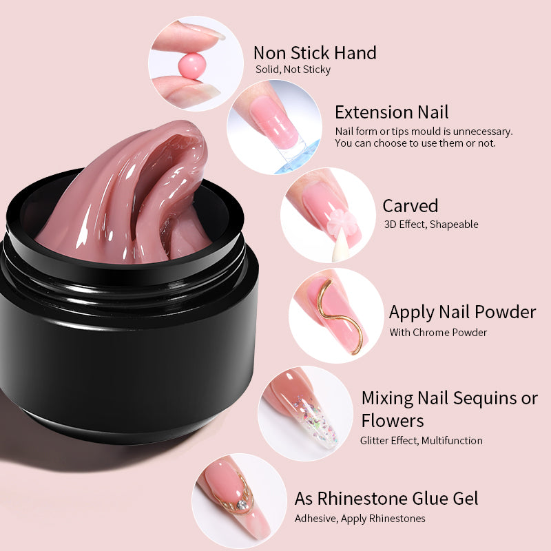 Non-Stick Hand Extension Nail Gel - NSG08 Soft Nude 15ml | Long-Lasting DIY Nail Art Kit for Home & Salon Use | Perfect for Manicures, Pedicures & Nail Extensions