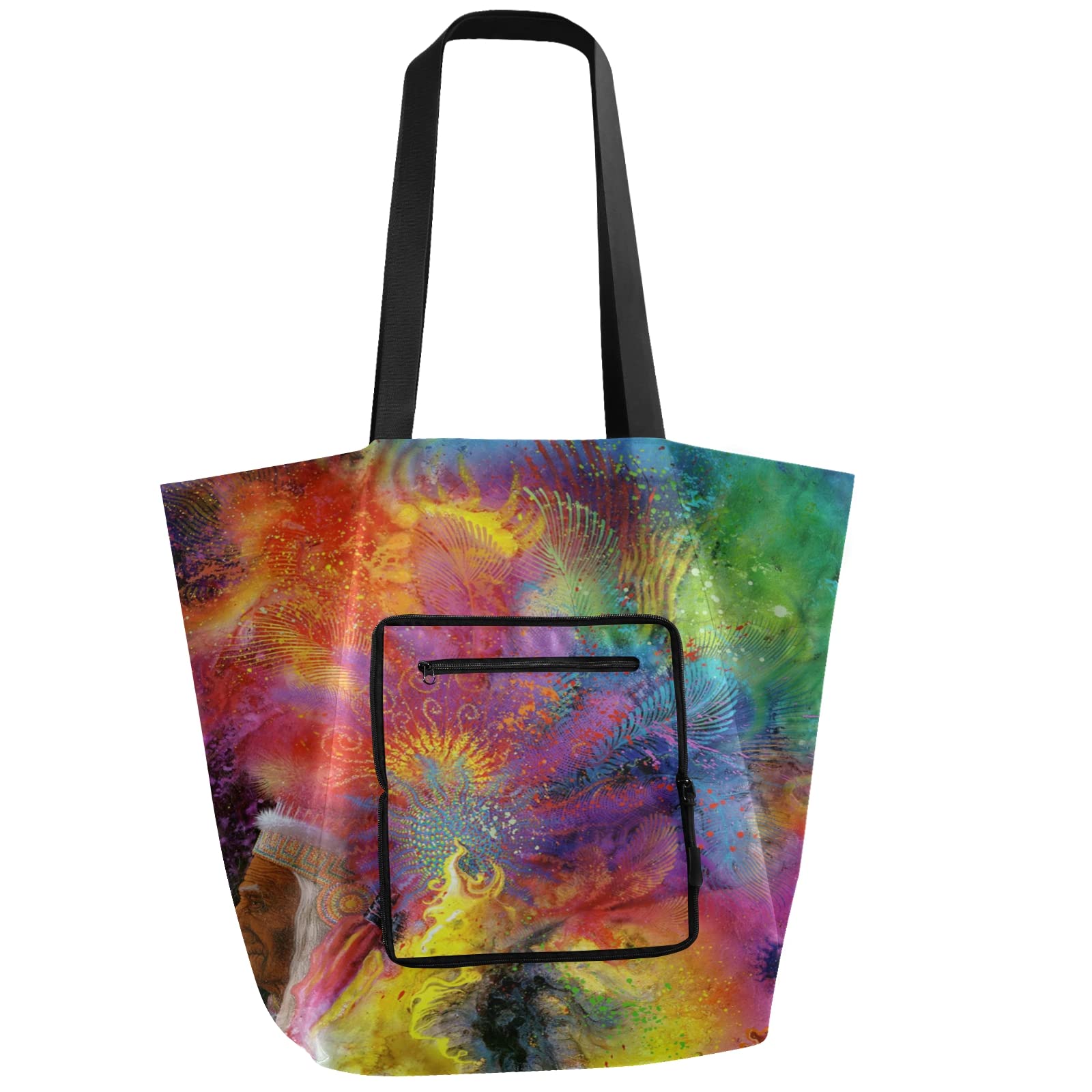Eco-Friendly Reusable Grocery Bags - Foldable Shopping Totes with Vibrant Aboriginal Art Print | Heavy Duty Polyester Tote Bags for Groceries, Shopping & Storage | Perfect for Farmers Markets, Beach Trips & Daily Errands