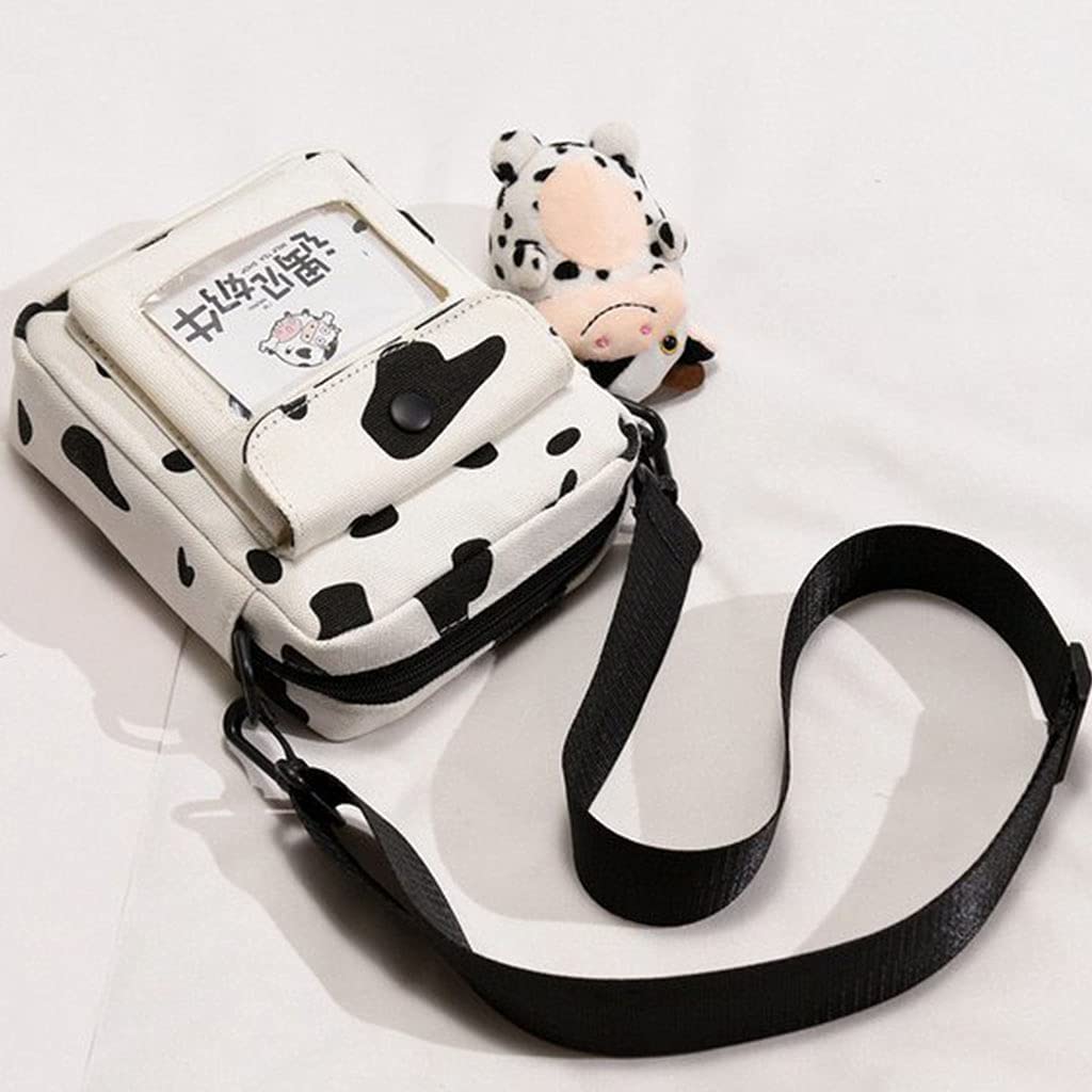 Women's Crossbody Bag - Stylish Harajuku Cow Print Canvas Shoulder Messenger Purse for Daily Use, Travel & Shopping
