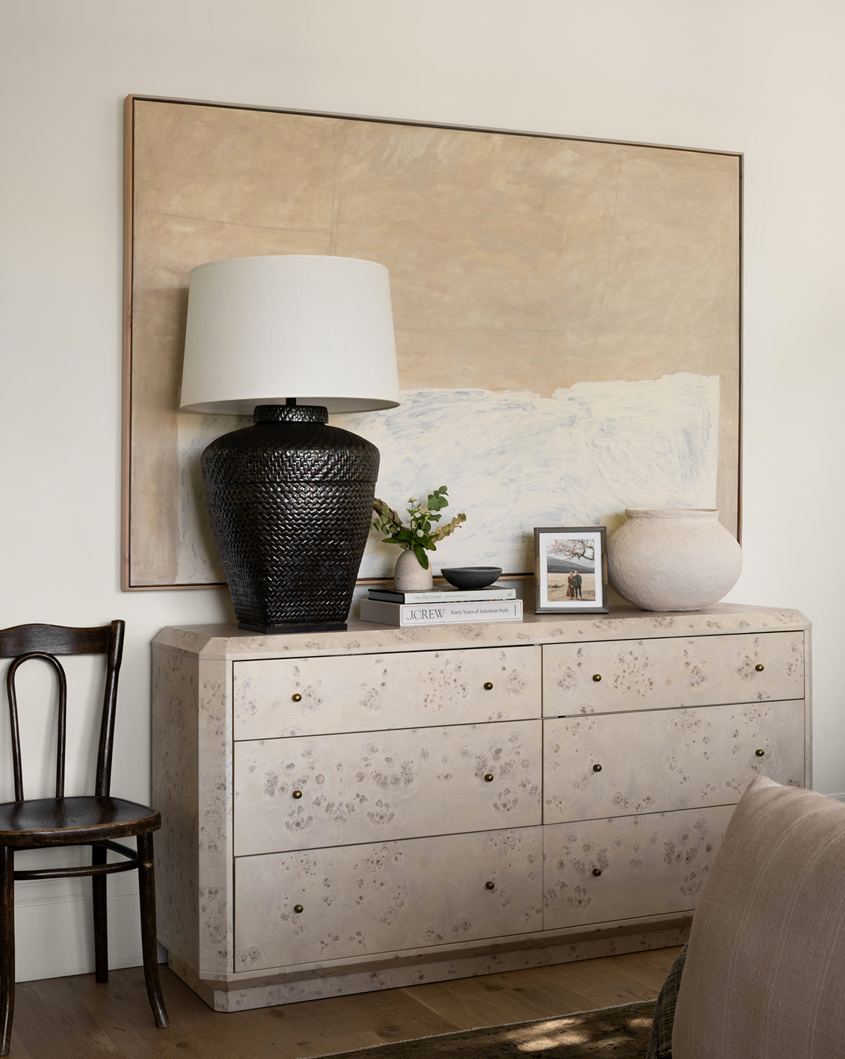 Stylish Tali Burl Wood Dresser with 6 Drawers - Solid Wood Bedroom Chest for Clothes Storage | Perfect for Master Bedroom, Guest Room & Nursery Organization