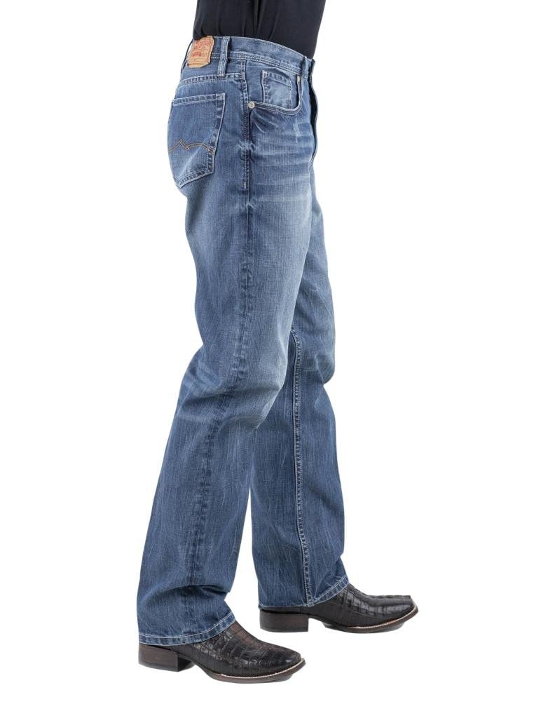 Stetson Western Jean for Men - Relaxed Fit 42x32 Medium Wash Denim Pants - Comfortable Cowboy Jeans for Casual Wear & Outdoor Activities