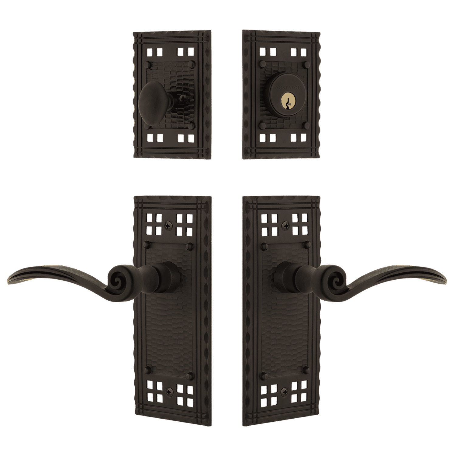 Craftsman Oil Rubbed Bronze Entry Door Handle Set with Swan Lever - Elegant Front Door Hardware for Home Security & Curb Appeal