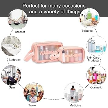 Keetly Premium Makeup Bags Set for Women - Waterproof Cosmetic Organizer & Spacious Toiletry Pouch | Travel Wash Bag for Bath Accessories, Grooming Kit & Beauty Essentials | Perfect for Vacation, Gym & Daily Use (Pink)