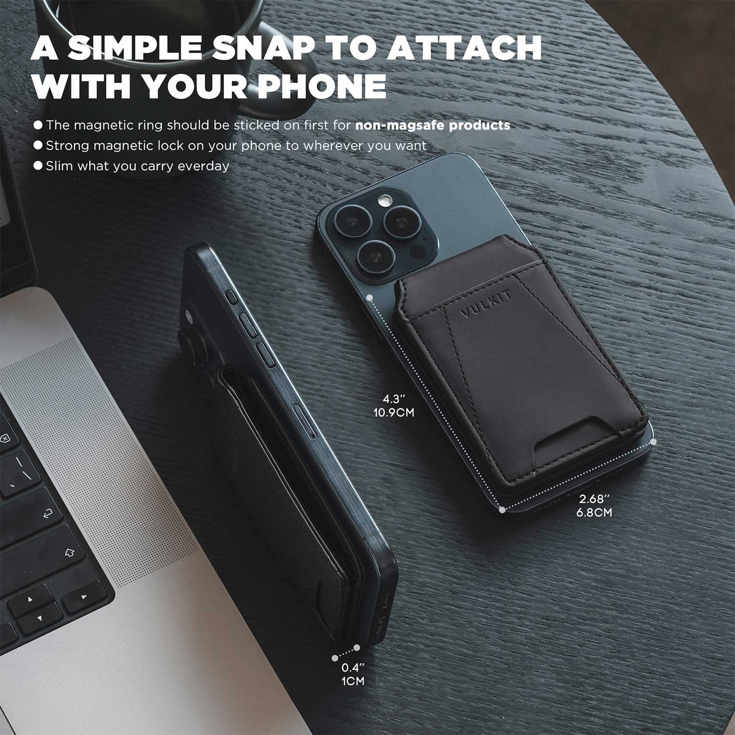 Magnetic RFID Leather Phone Wallet with Adapted Magnetic Ring - Slim Card Holder for iPhone & Android - Perfect for Travel, Shopping & Daily Use