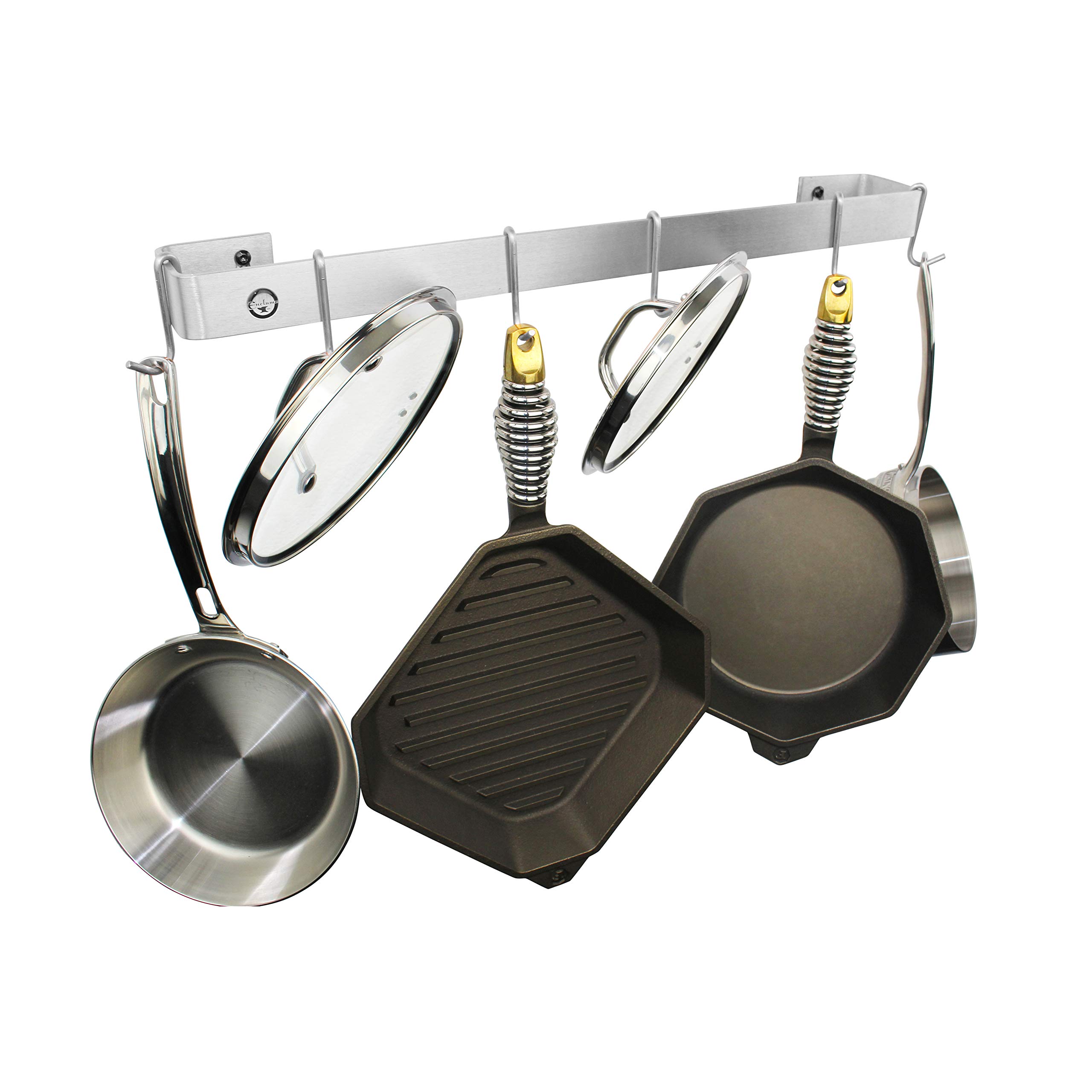Enclume Handcrafted 30-Inch Stainless Steel Wall Mounted Utensil Rack with 6 Hooks - Perfect for Kitchen Organization & Space Saving Storage