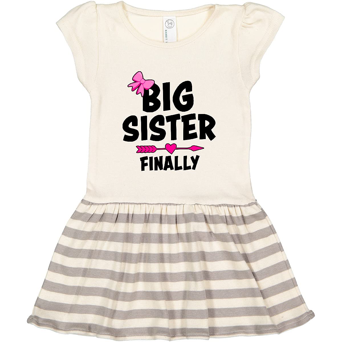 Inktastic Big Sister Finally with Bow and Arrow Toddler Dress - Cute Sibling Matching Outfit for Family Photos & Special Occasions