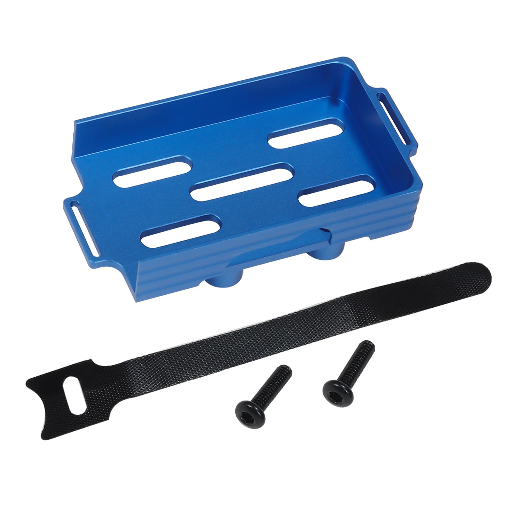 TRX4M CNC Aluminum Battery Tray for 1/18 RC Crawler - Compatible with TRX4M 97074-1 & 97054-1 Models - Includes Secure Tie Strap - Durable Upgrade Accessory (Blue) - Perfect for Off-Road RC Adventures & Crawler Performance Enhancement