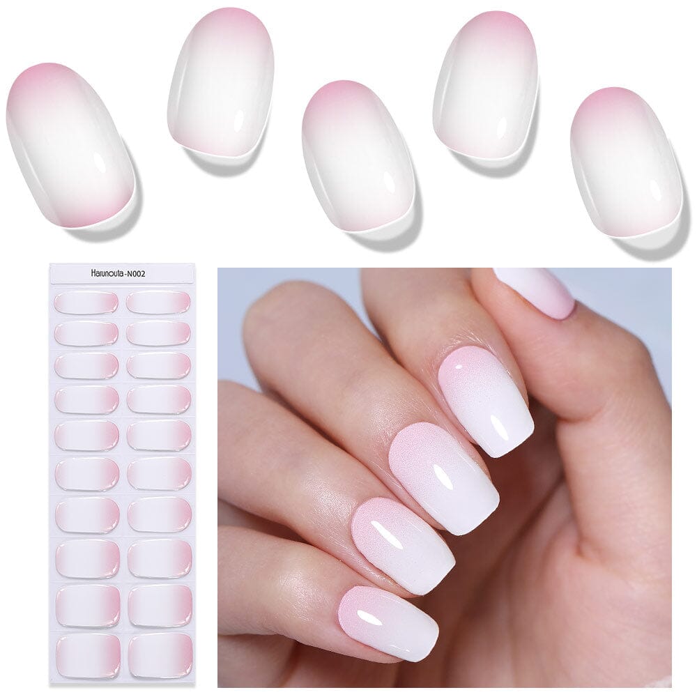 20 Tips Pink White Semi Cured Gel Nail Strips - DIY Salon-Quality Manicure at Home - Perfect for Parties, Weddings & Everyday Wear (US Only)