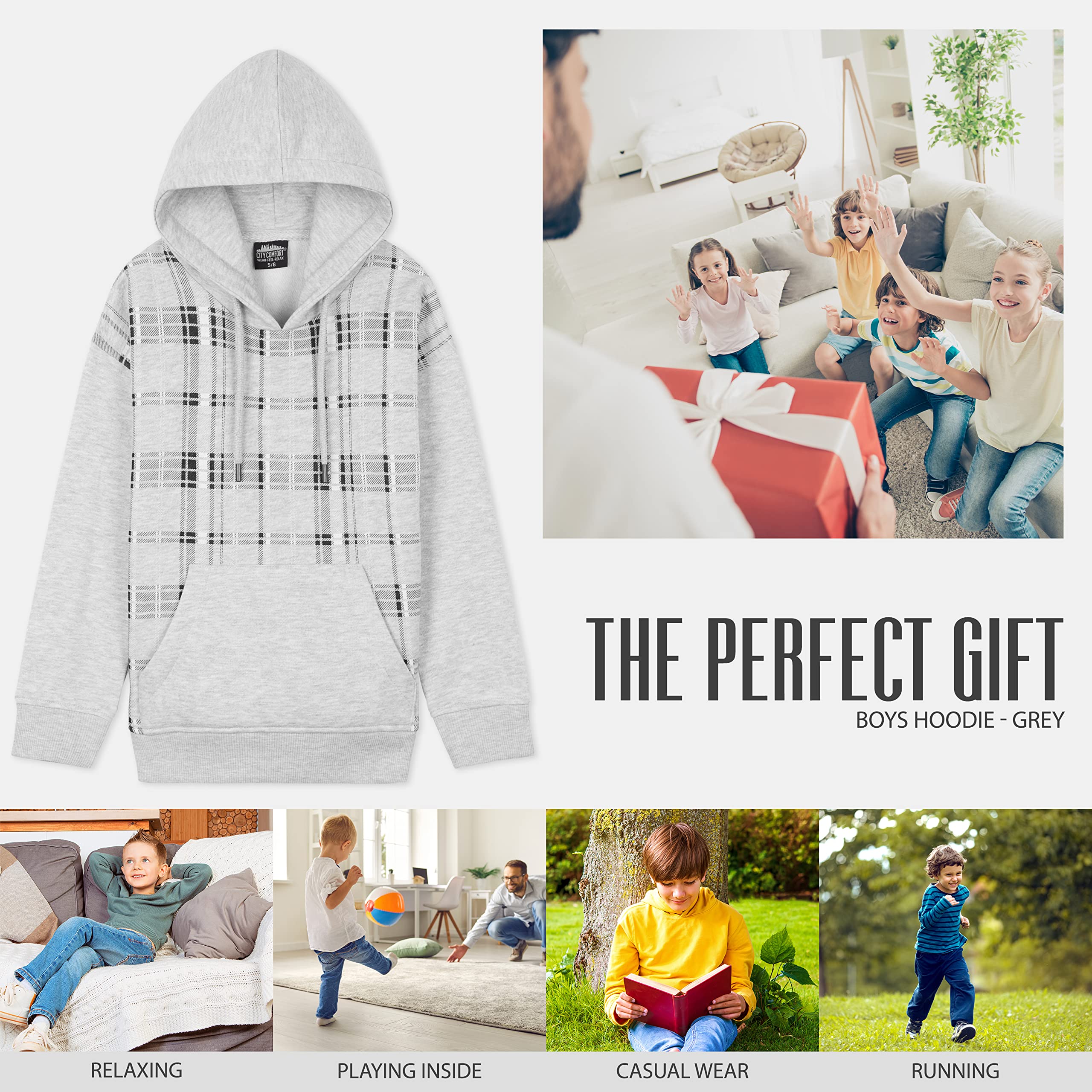 CityComfort Boys Gaming Hooded Sweatshirt - Soft Kids Pullover Hoodie for Gamers - Perfect Gift for Birthday & Game Nights