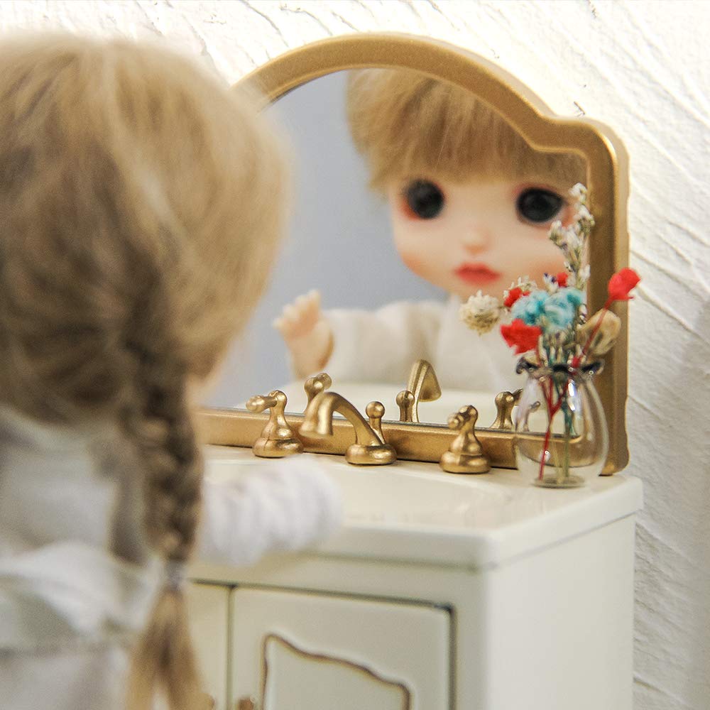 1:12 Scale Miniature Metal Dollhouse Bathroom Sink - White OB11 Dollhouse Accessories for Realistic Home Decor & DIY Miniature Scenes