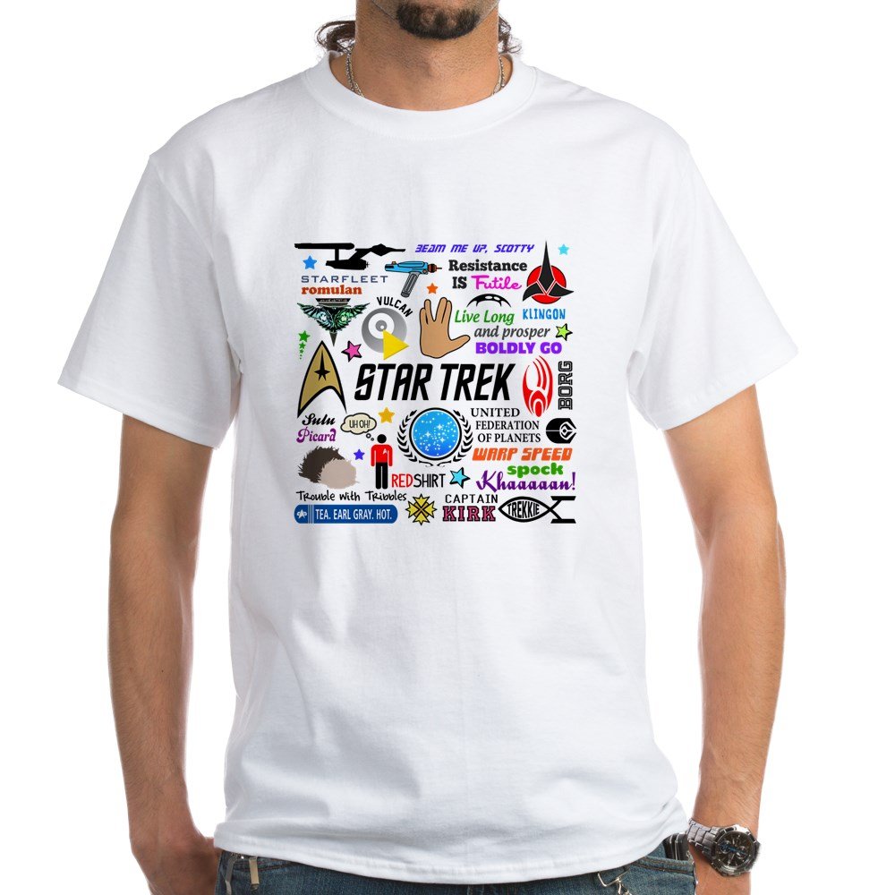 Trekkie Memories White Cotton T-Shirt for Star Trek Fans | Unisex Comfort Fit Tee | Perfect for Cosplay, Conventions & Everyday Wear