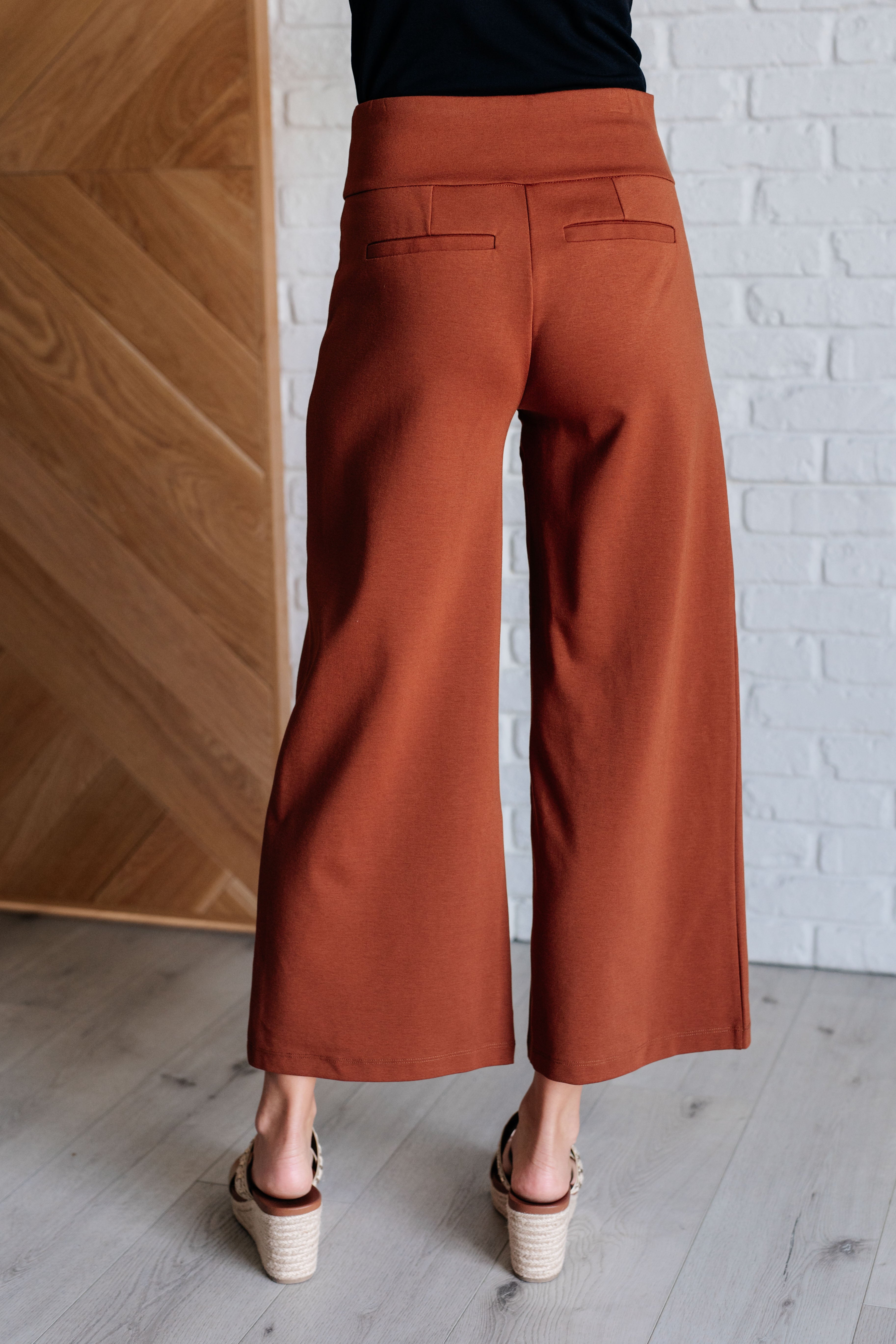Stylish Magic Wide Leg Crop Pants in Rust Color - Perfect for Casual Outfits, Summer Fashion & Boho Chic Looks