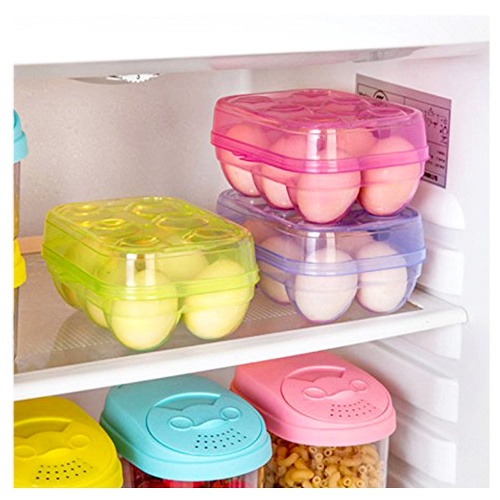 JAMOR 6 Grid Egg Storage Container - Portable Refrigerator Crisper Box for Fresh Egg Protection, Travel & Camping - Perfect for Picnics, Kitchen & Outdoor Adventures (White)