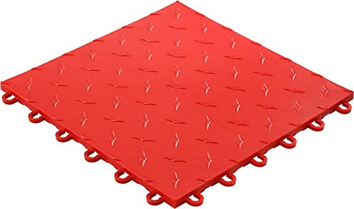 Trac Step Modular Interlocking Garage Floor Tiles - Red (100-Piece Set) | Durable & Easy to Install for Home Gym, Workshop, and Garage Organization